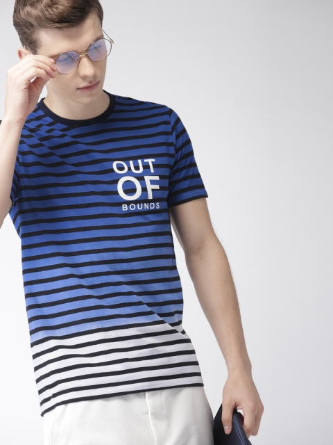 

Harvard Men Blue & White Striped Round Neck T-shirt