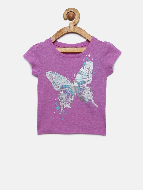 

The Childrens Place Girls Purple Printed Round Neck T-shirt