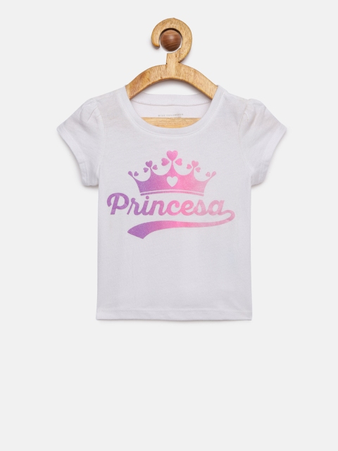

The Childrens Place Girls White Printed Round Neck T-shirt