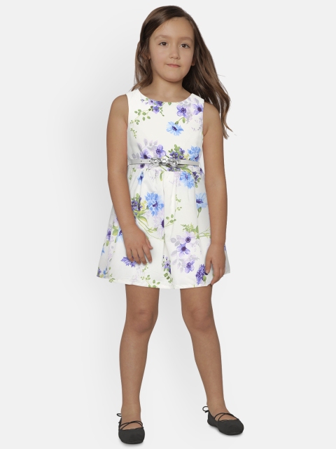

The Childrens Place Girls White Fit and Flare Dress