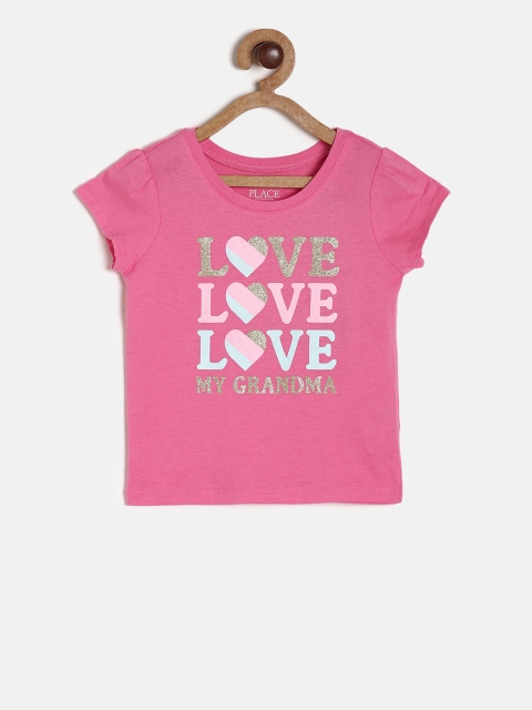 

The Childrens Place Girls Pink Printed Round Neck T-shirt