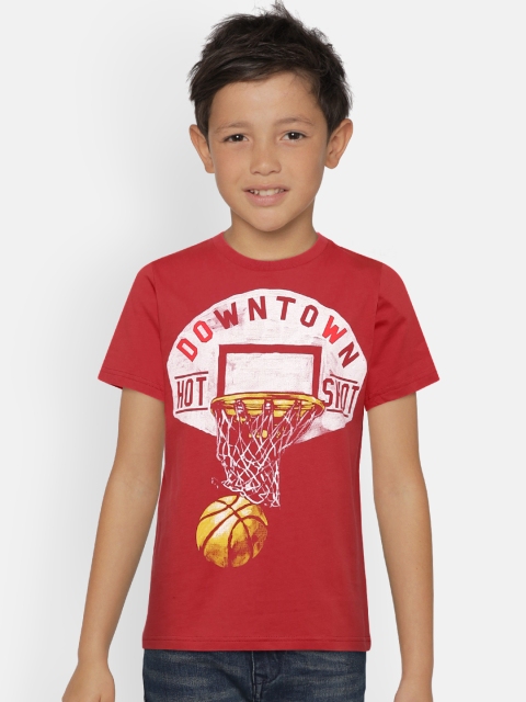

The Childrens Place Boys Red Printed Round Neck T-shirt