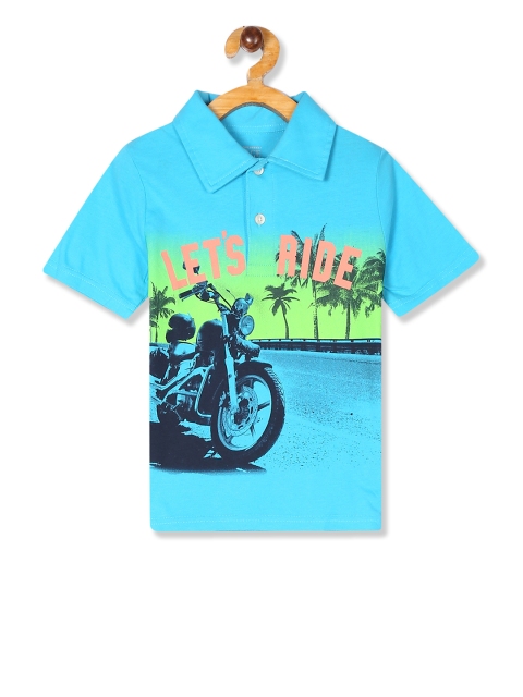 

The Childrens Place Boys Blue Printed Polo Collar T-shirt