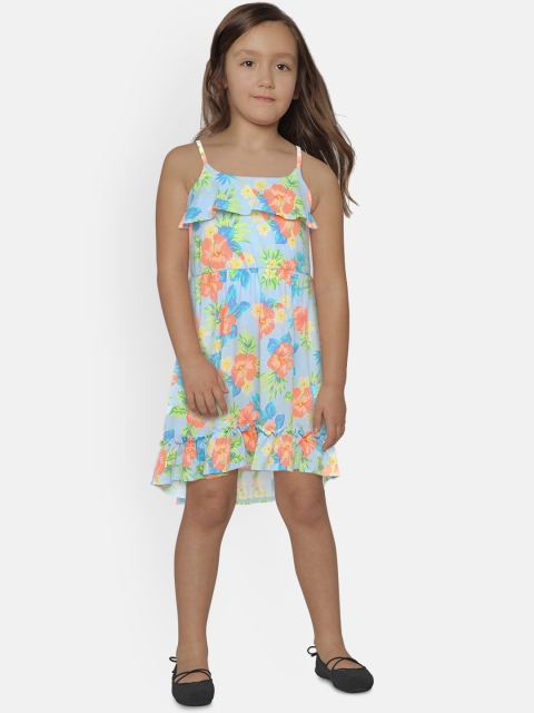 

The Childrens Place Girls Blue & Orange Fit and Flare Dress