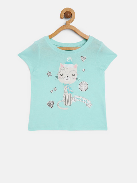 

The Childrens Place Girls Blue Printed Round Neck T-shirt
