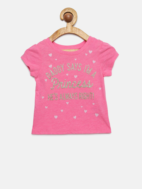 

The Childrens Place Girls Pink Printed Round Neck T-shirt