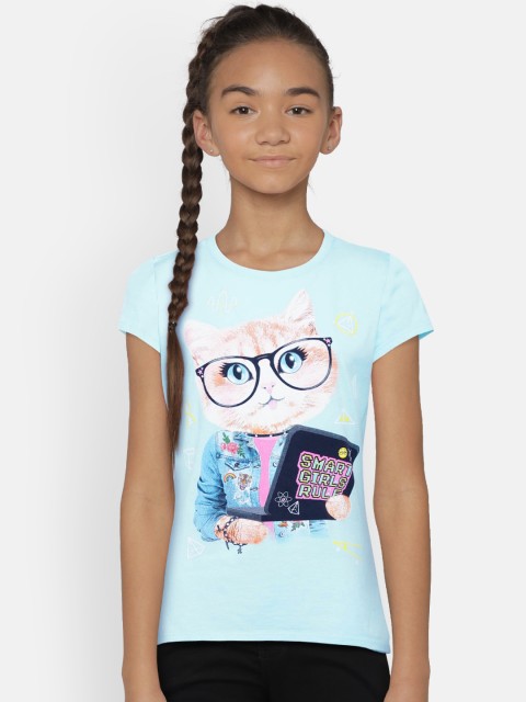 

The Childrens Place Girls Blue Printed Round Neck T-shirt