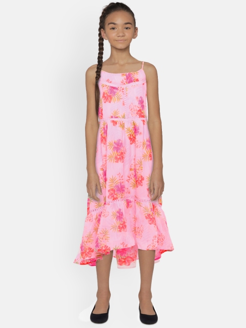 

The Childrens Place Girls Printed Pink Fit and Flare Dress