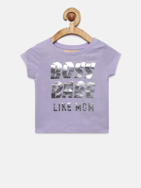 

The Childrens Place Girls Purple Printed Round Neck T-shirt