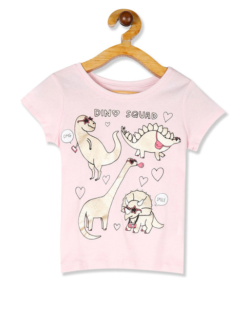 

The Childrens Place Girls Pink Printed Round Neck T-shirt