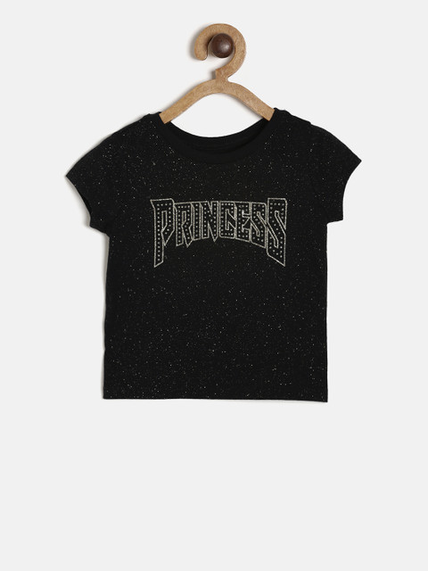 

The Childrens Place Girls Black Printed Round Neck T-shirt