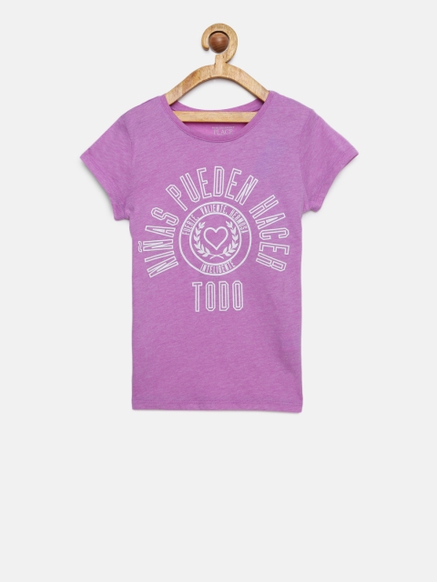 

The Childrens Place Girls Purple Printed Round Neck T-shirt