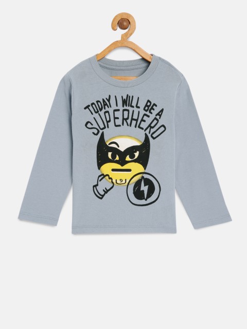 

The Childrens Place Boys Blue Superhero Printed Round Neck T-shirt