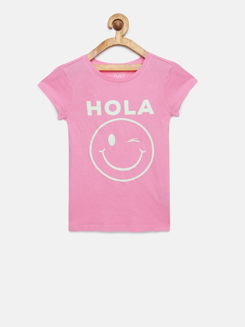 

The Childrens Place Girls Pink Printed Round Neck T-shirt