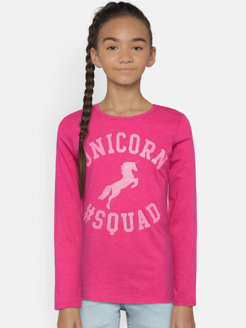 

The Childrens Place Girls Pink Printed Boat Neck T-shirt