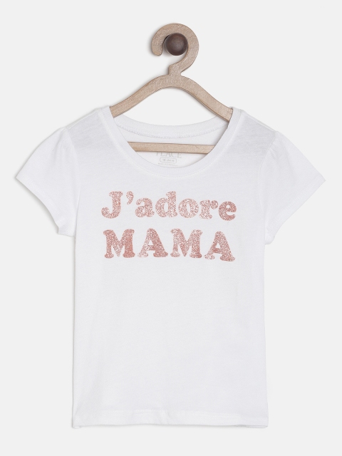 

The Childrens Place Girls White Printed Round Neck T-shirt