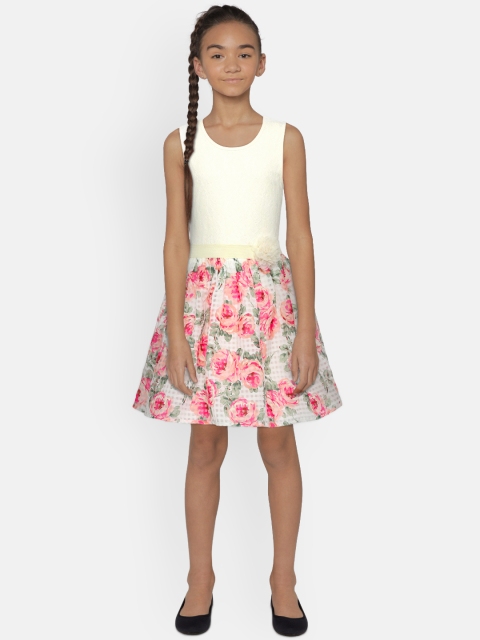 

The Childrens Place Girls White & Pink Fit and Flare Dress