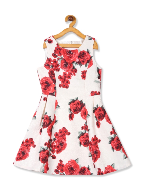 

The Childrens Place Girls White Printed Fit and Flare Dress
