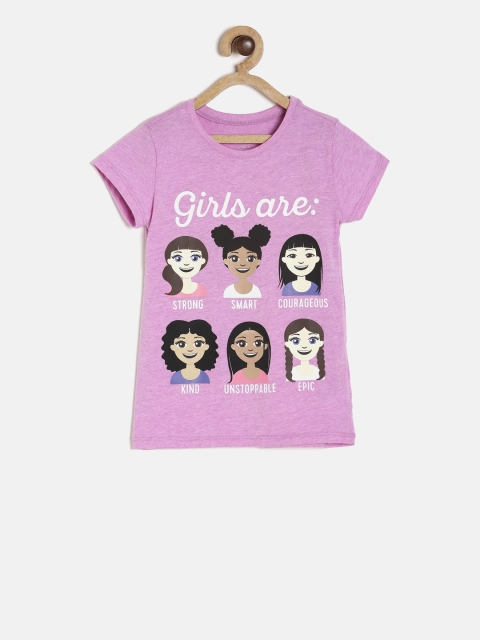 

The Childrens Place Girls Purple Printed Round Neck T-shirt