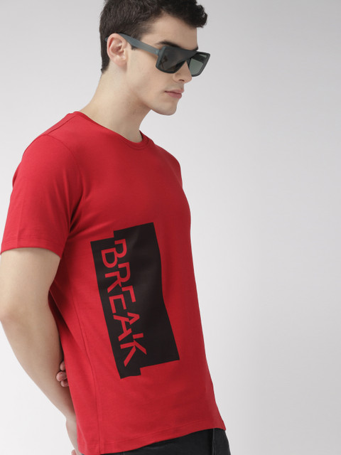 

Harvard Men Red & Black Printed Round Neck T-shirt