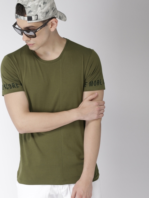 

Harvard Men Olive Green Solid Round Neck T-shirt