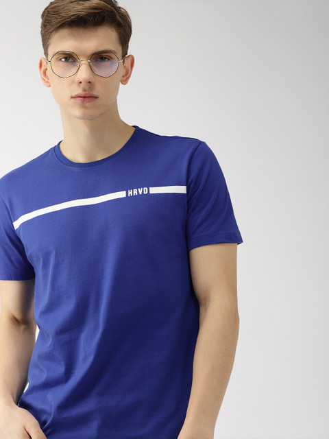 

Harvard Men Blue Solid Round Neck Pure Cotton T-shirt