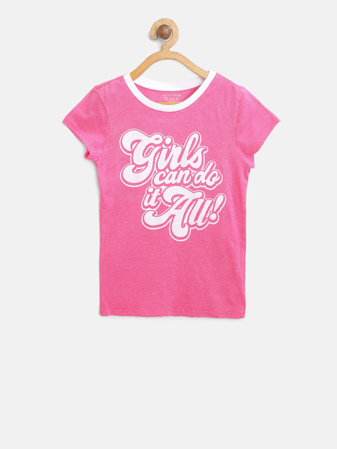 

The Childrens Place Girls Pink Printed Round Neck T-shirt