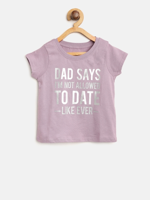 

The Childrens Place Girls Mauve Printed Round Neck T-shirt