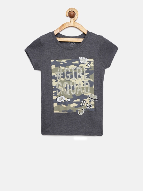 

The Childrens Place Girls Grey Printed Round Neck T-shirt