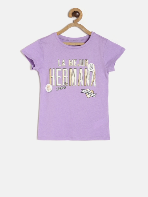 

The Childrens Place Girls Purple Printed Round Neck T-shirt