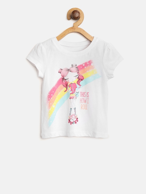 

The Childrens Place Girls White Printed Round Neck T-shirt