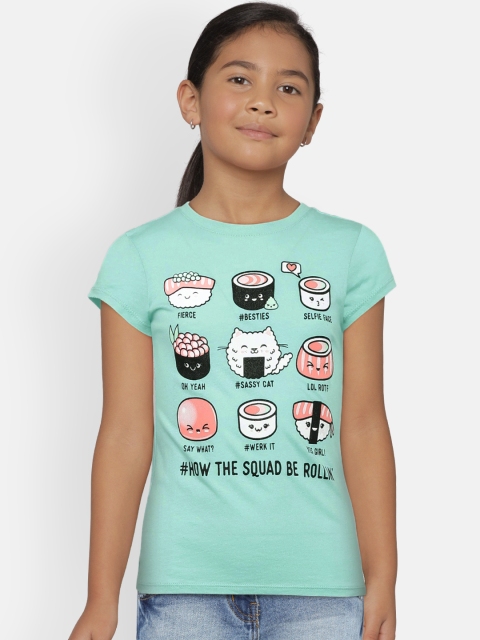 

The Childrens Place Girls Green Printed Round Neck T-shirt