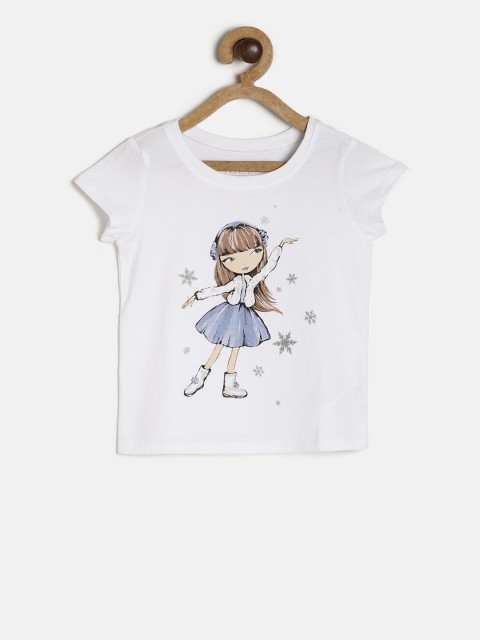 

The Childrens Place Girls White Printed Round Neck T-shirt