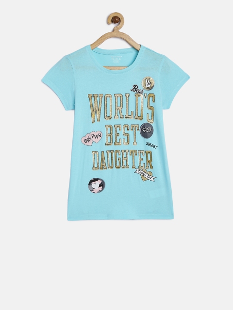 

The Childrens Place Girls Blue Printed Round Neck T-shirt