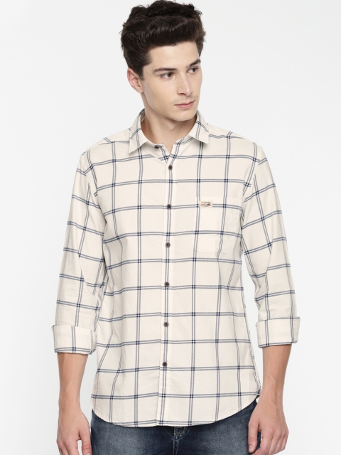 

U.S. Polo Assn. Denim Co. Men Navy Blue & White Slim Fit Checked Casual Shirt