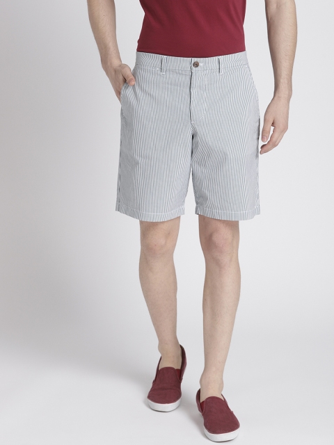 

GAP Men Navy Blue & White Striped 10" Vintage Wash Shorts with GapFlex