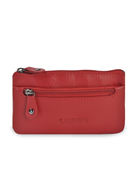 

CALFNERO Unisex Red Solid Zip Around Wallet