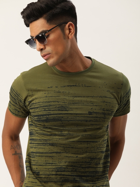 

Difference of Opinion Men Olive Green & Black Printed Round Neck T-shirt