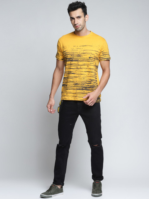 

Difference of Opinion Men Yellow Printed Round Neck T-shirt