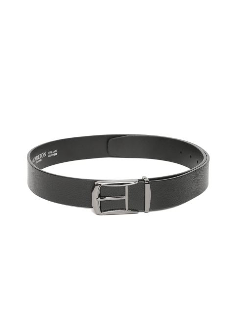 

Carlton London Men Black Leather Textured Belt