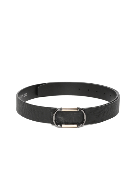 

Carlton London Men Black Leather Textured Belt
