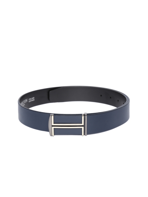 

Carlton London Men Navy Blue Leather Solid Belt