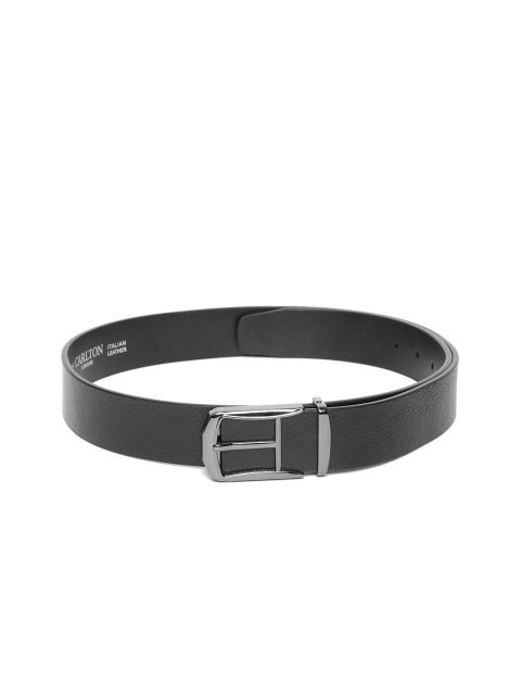 

Carlton London Men Black Leather Textured Belt