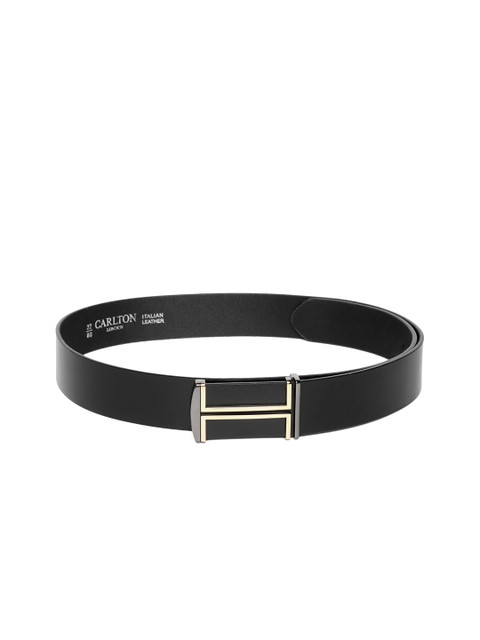 

Carlton London Men Black Leather Solid Belt