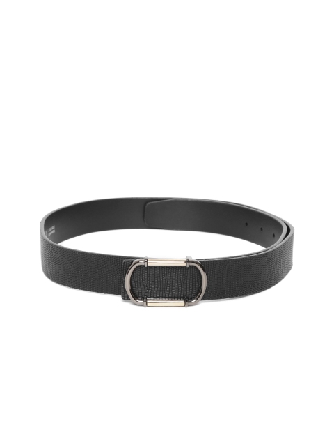 

Carlton London Men Black Textured Leather Belt