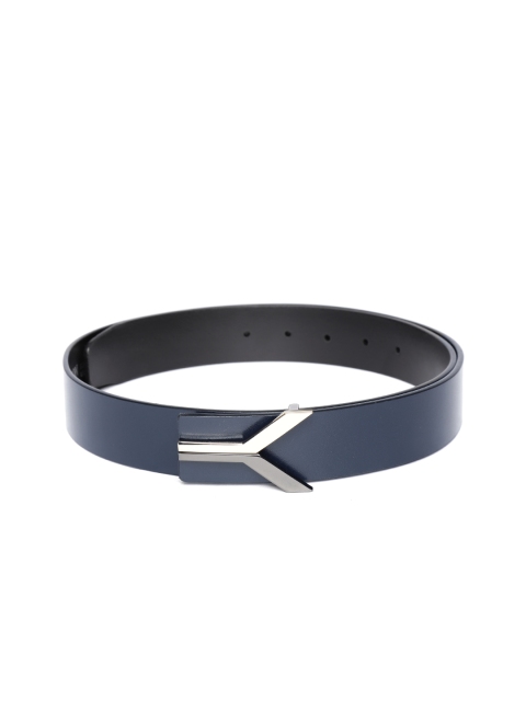 

Carlton London Men Navy Blue Leather Solid Belt
