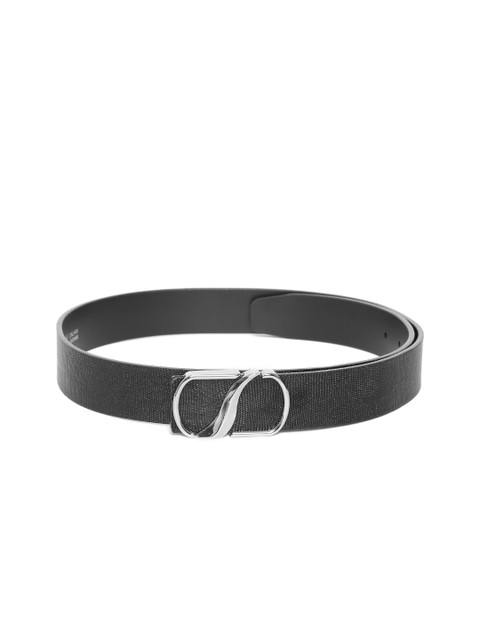 

Carlton London Men Black Textured Leather Belt