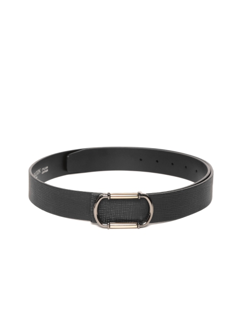 

Carlton London Men Black Textured Leather Belt