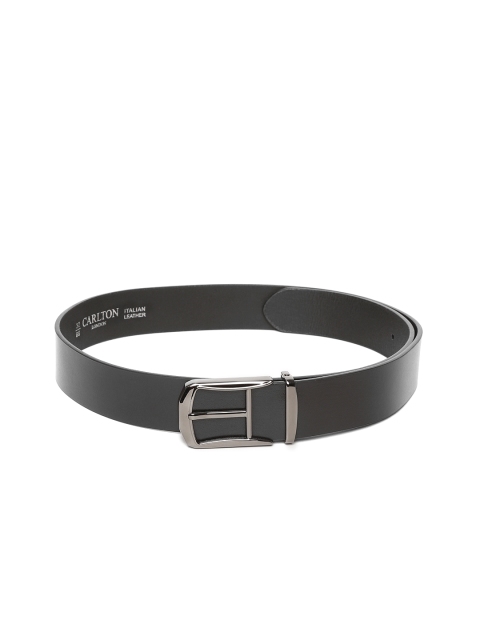 

Carlton London Men Black Leather Solid Belt