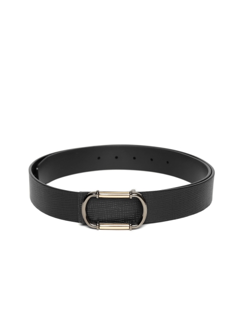 

Carlton London Men Black Textured Leather Belt